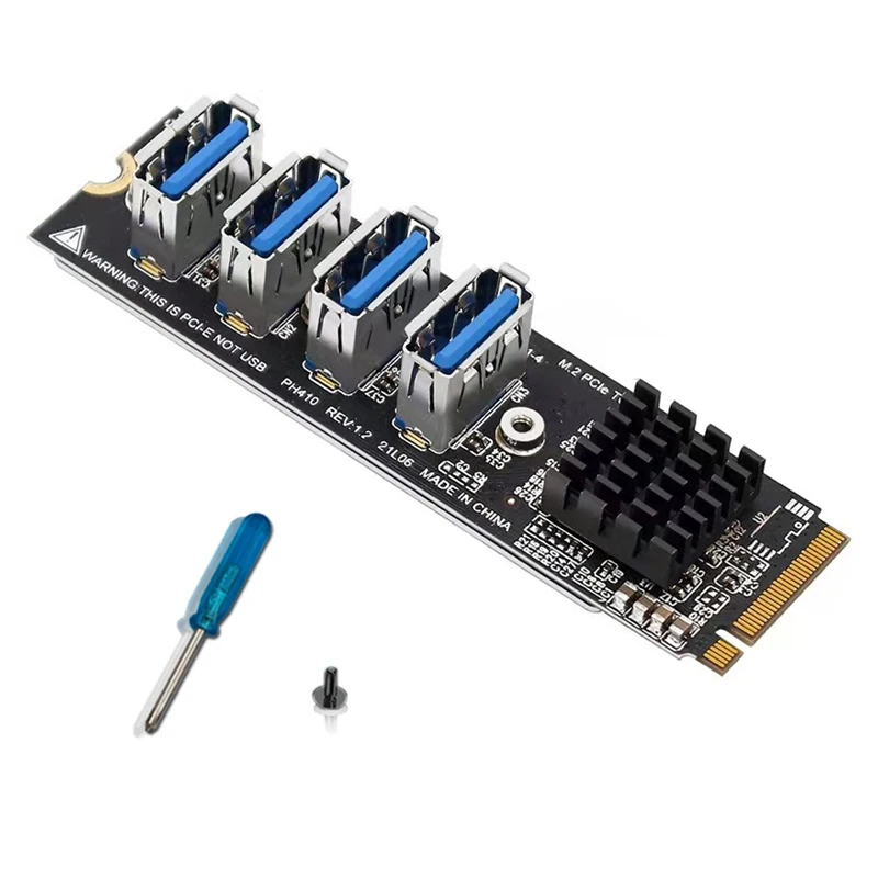 

M.2 NVME to 4 Port PCI-E X1 USB3.0 Riser Card PCI Express Multiplier Hub Adapter M2 Riser Card For Antminer Bitcoin Miner Mining