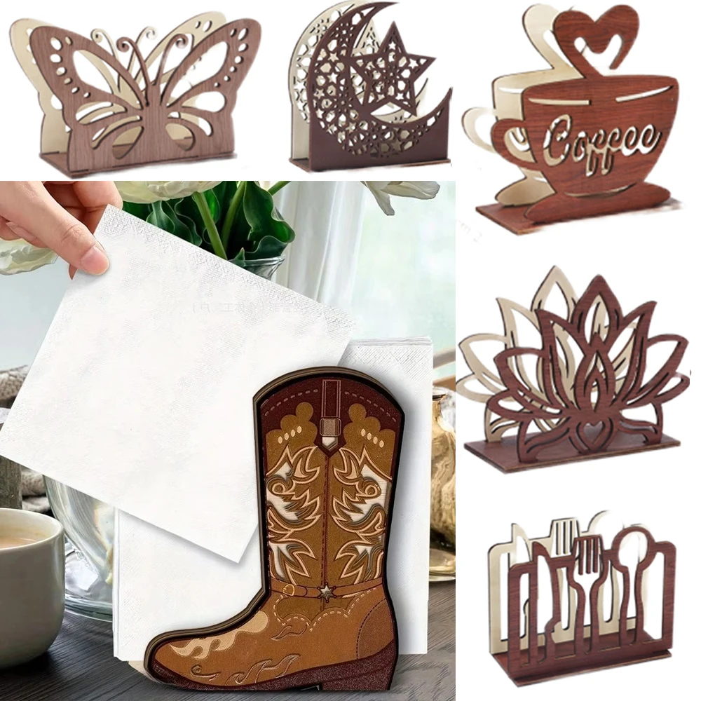 Wooden Paper Towel Holder Detachable Space-Saving Napkin Holder Practical Decorative Tissue Storage Rack Home Decor ﻿Organizer