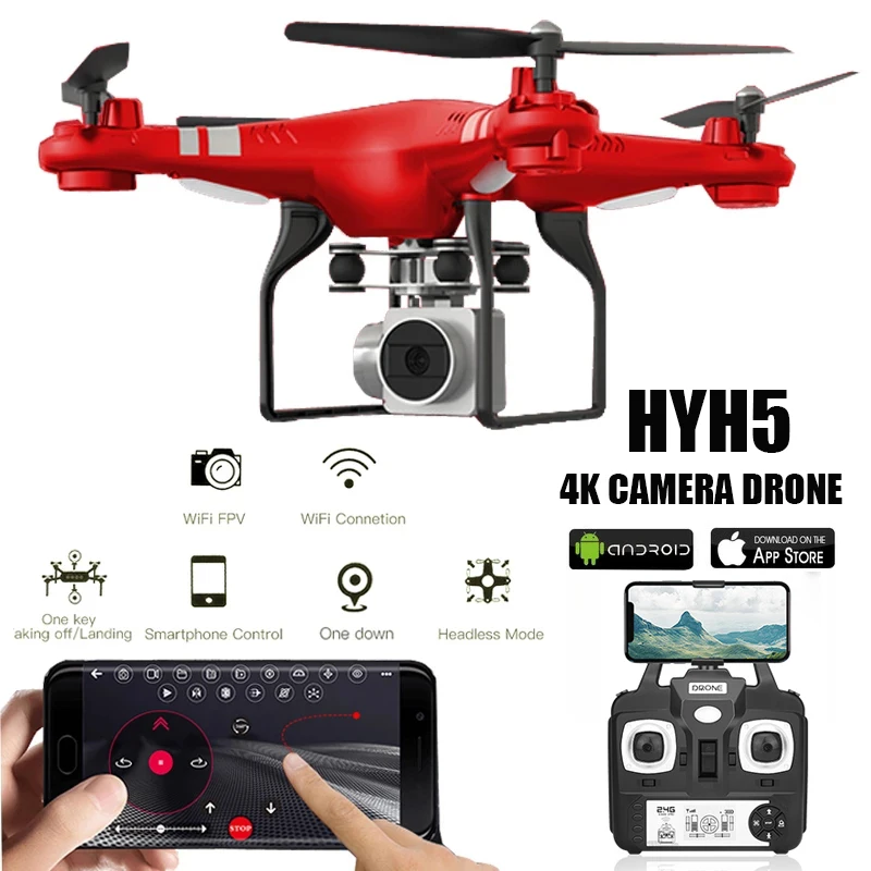 RC Drone With Camera HD 4K WIFI Real Time Video Altitude Headless One Key Return Quadcopter FPV Remote Control Helicopter Toys