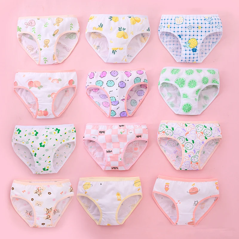 12 قطعة 100% القطن سراويل فتاة قصيرة ملخصات الأطفال الطباعة الملابس الداخلية الطفل الكرتون السراويل السروال الاطفال لطيف الراحة سراويل