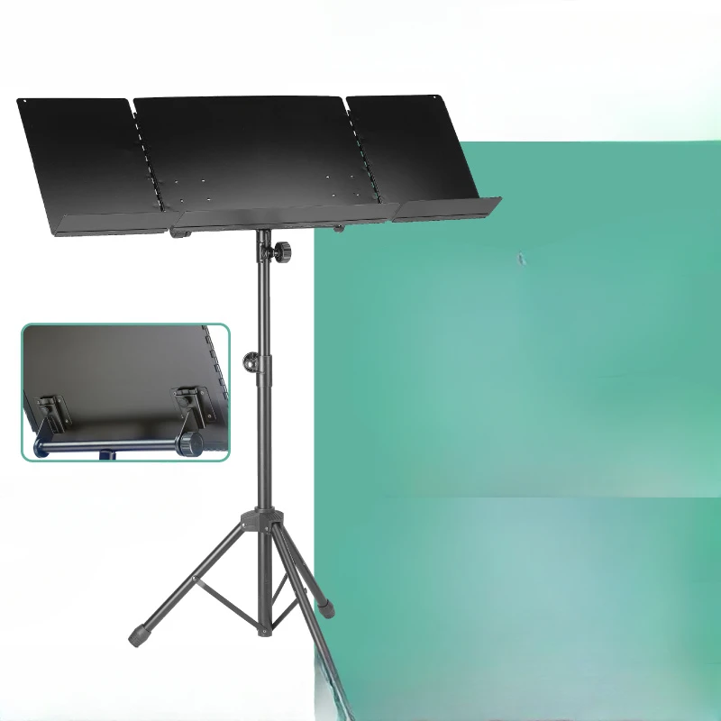 Score stand, orchestral series, three sided large score stand, foldable and adjustable, suitable for orchestral bands