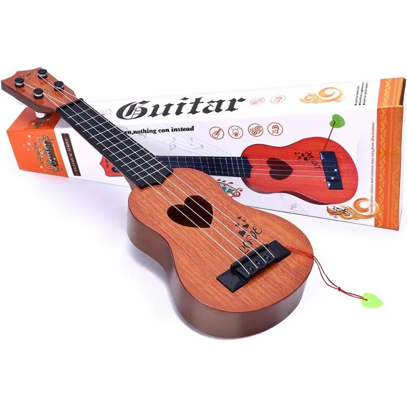 Instrument zabawkowy dla dzieci zabawka klasyczny Instrument muzyczny gitara Ukulele, brązowy