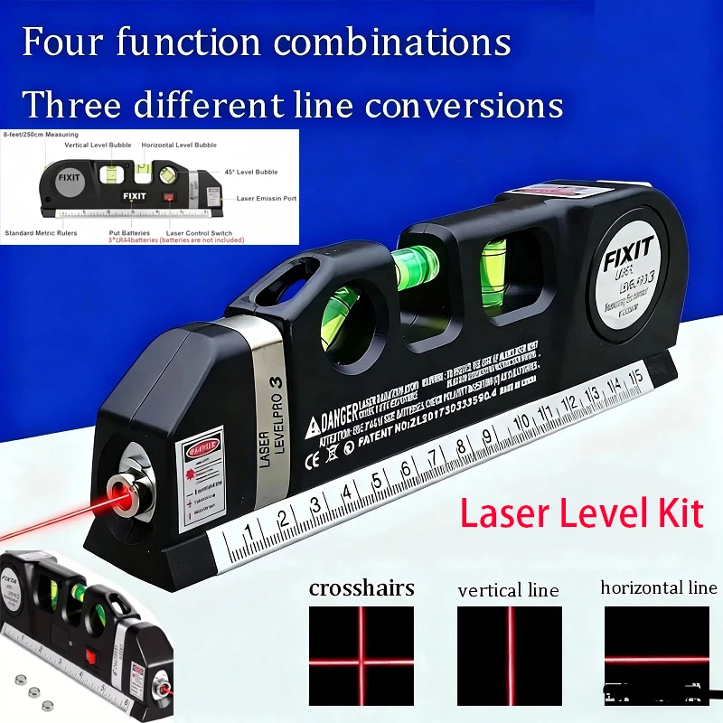 متعددة الأغراض خط مستوى الليزر أداة مستوى الليزر عدة القياسية عبر خط الليزر 8 أقدام شريط القياس حاكم عالية الدقة سهلة الاستخدام