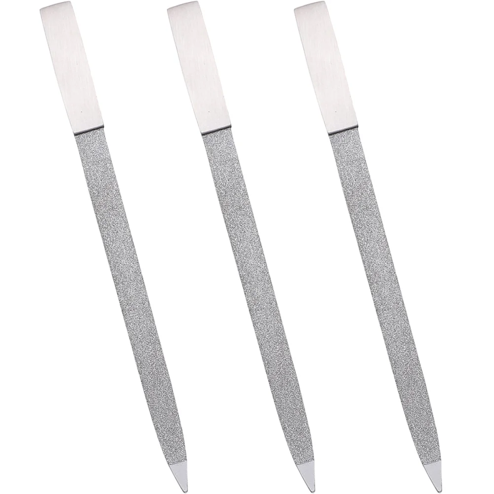 

3pcs Stainless Steel Double Sided Nail Files Practical Manicure Tools Home Salon Use Nail Care Travel Reusable Art Accessories