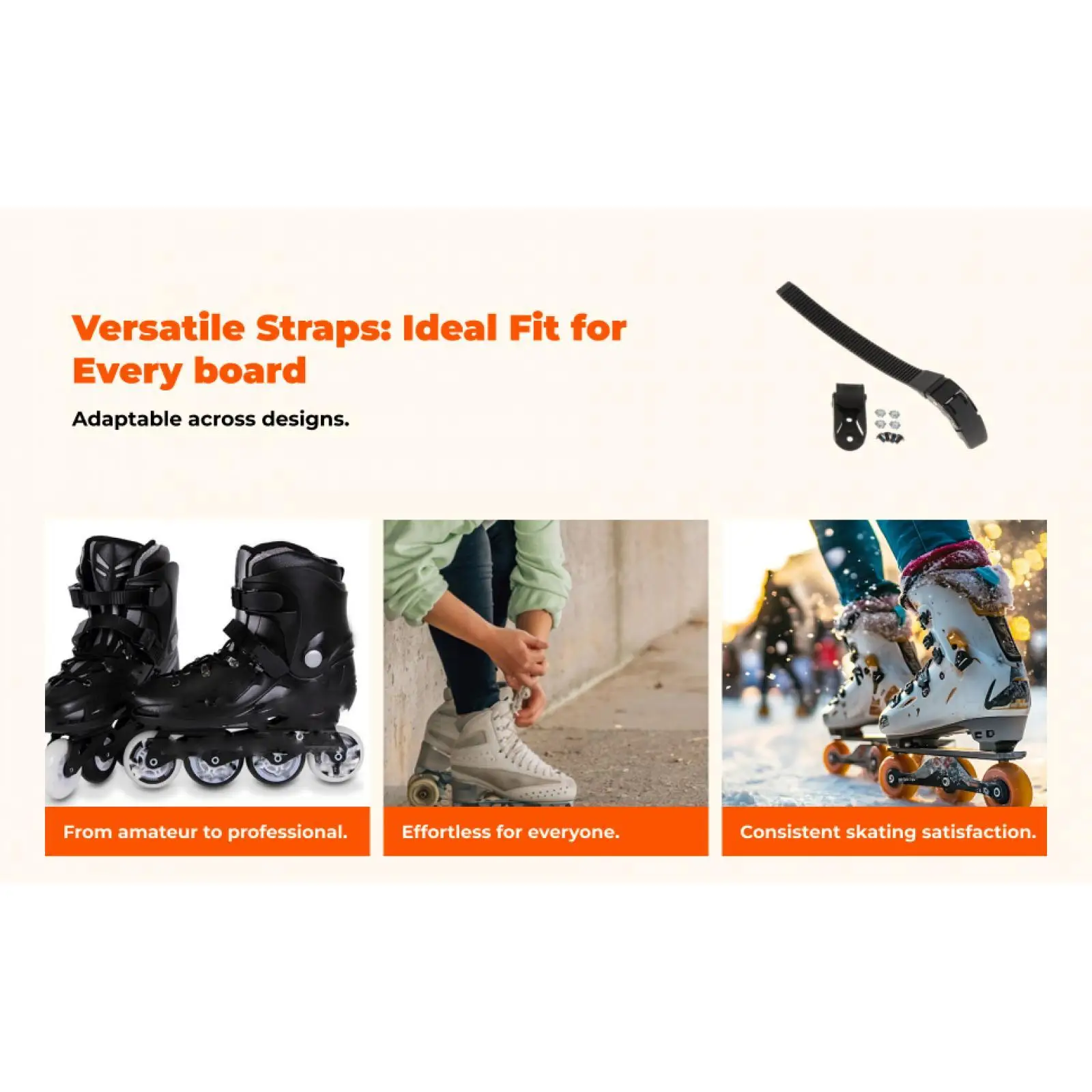 

Black Inline Skating Strap Clamp with Buckle Roller Skate Shoes Repair Kit for Men Women Outdoor Use