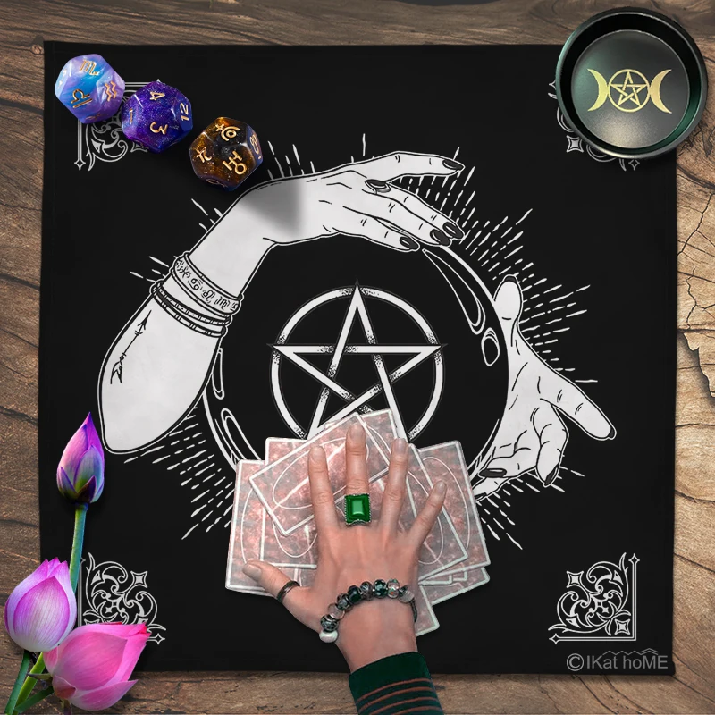 Mandala Pentagram Tarot Tablecloth Velvet Altar Cloth Crystal Spiritual Pendulum Board Game Witchcraft Astrology Oracle Card Pad