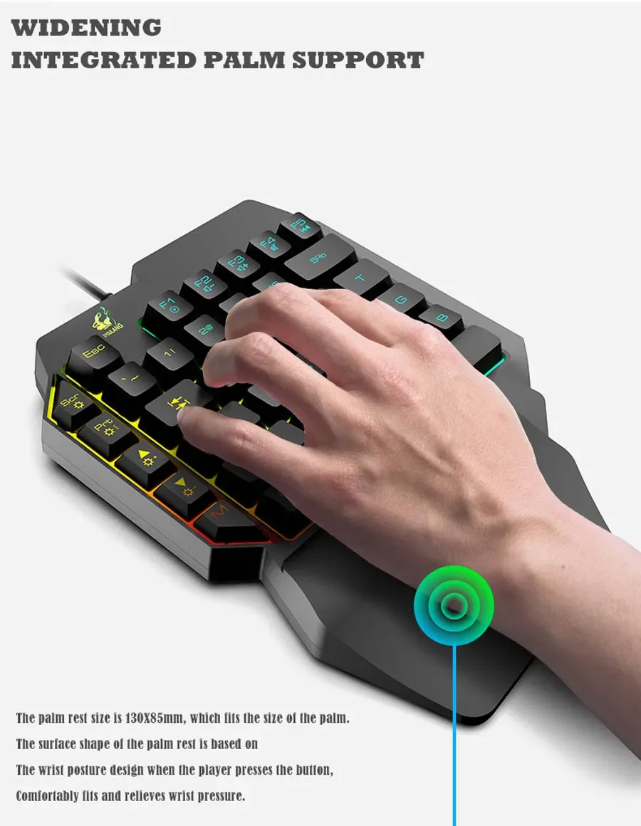 Teclado de una mano para teléfono móvil, accesorio mecánico con retroiluminación, resistente al agua, 35 teclas, gran oferta