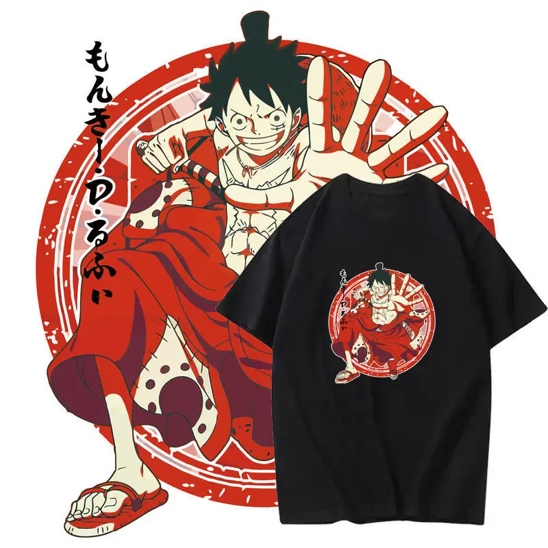 Zoro T Shirts Vintage Washed Anime One Piece T-Shirt Oversized Harajuku Streetwear Manga Ace Law Jinbe Kid Luffy Tops Tees Men