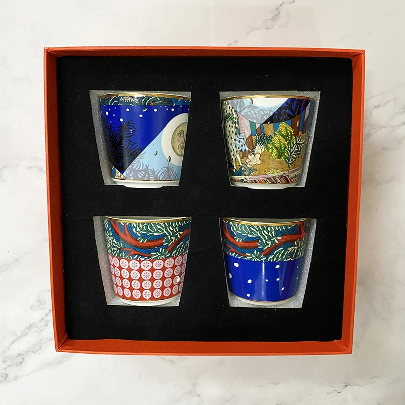 

4 pcs per set Midsummer Night's Dream Pattern Milk Cups Novelty Gifts Ceramic Milk Tea Cups Best gift with gift box