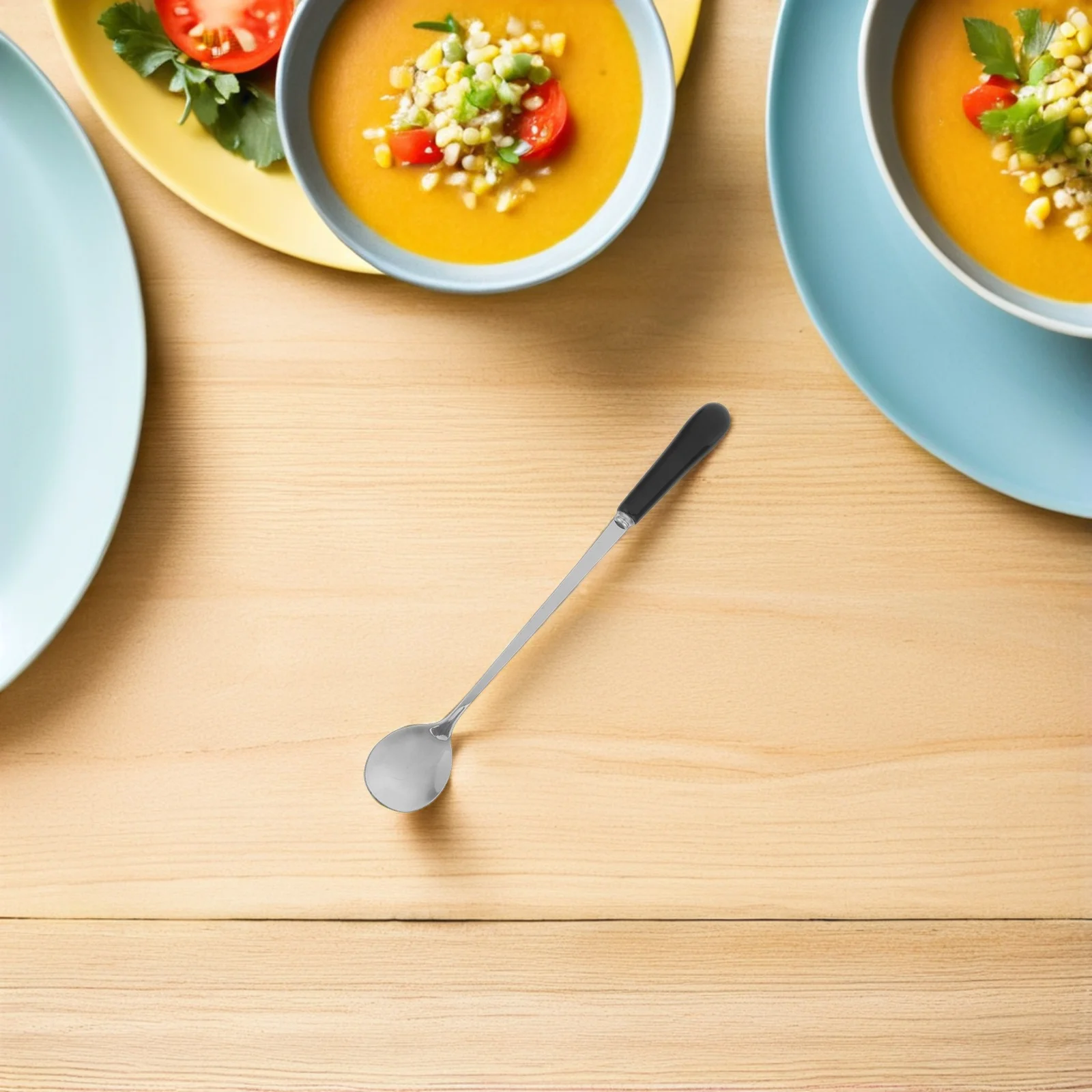 

5Pcs Coffee Spoon Ceramic Handle Stainless Steel Stirring Spoon Ice Cream Dessert Sugar Tableware Cute Art Design