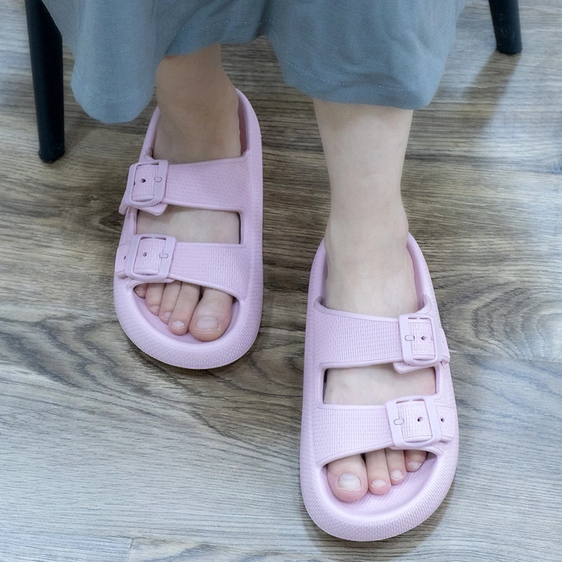 Lightweight Buckle Thick Sole Slippers Women Summer Slip-On Platform Slide Sandals Woman Soft EVA Outdoor Flip Flops Plus Size45