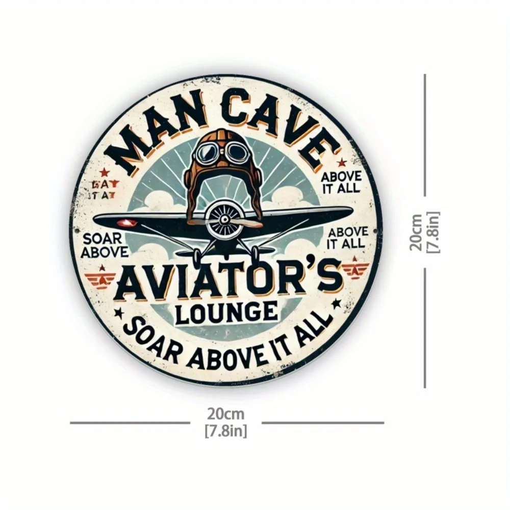 AviationPilotPlaque 1pc 8x8 Inch Vintage Iron Wall Plaque - Pilot&Biplane Design, 