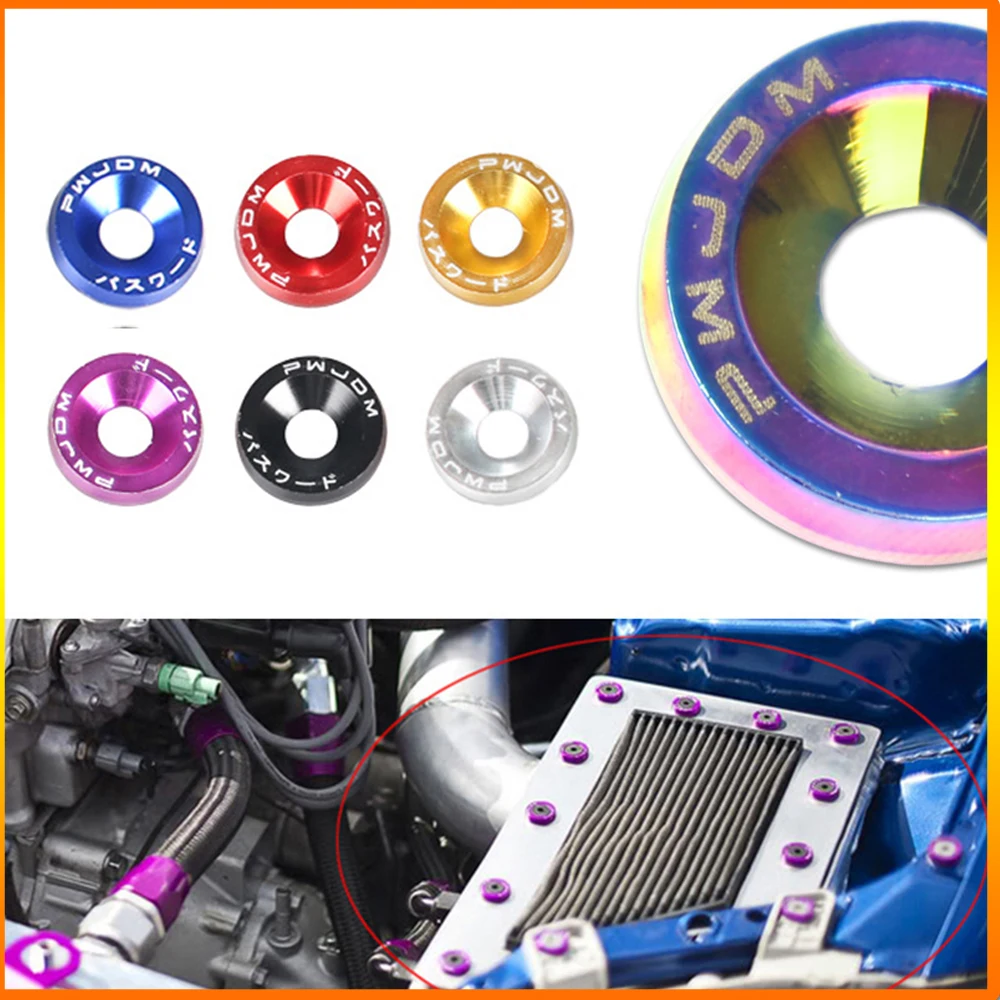 

Universal 10pcs JDM Racing M6 Gasket Hex Fasteners Fender Washer Bolt Kit Engine Bay Fastener Modification Accessories
