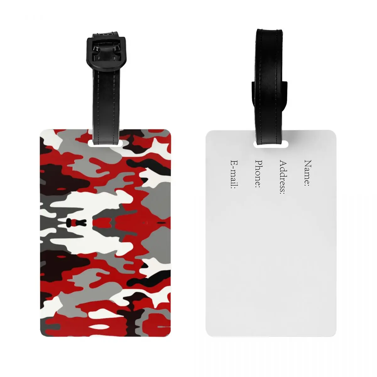 Etiqueta de camuflaje roja personalizada para equipaje, Protección de Privacidad, etiquetas de equipaje de camuflaje militar del ejército, etiquetas para bolsas de viaje, Maleta