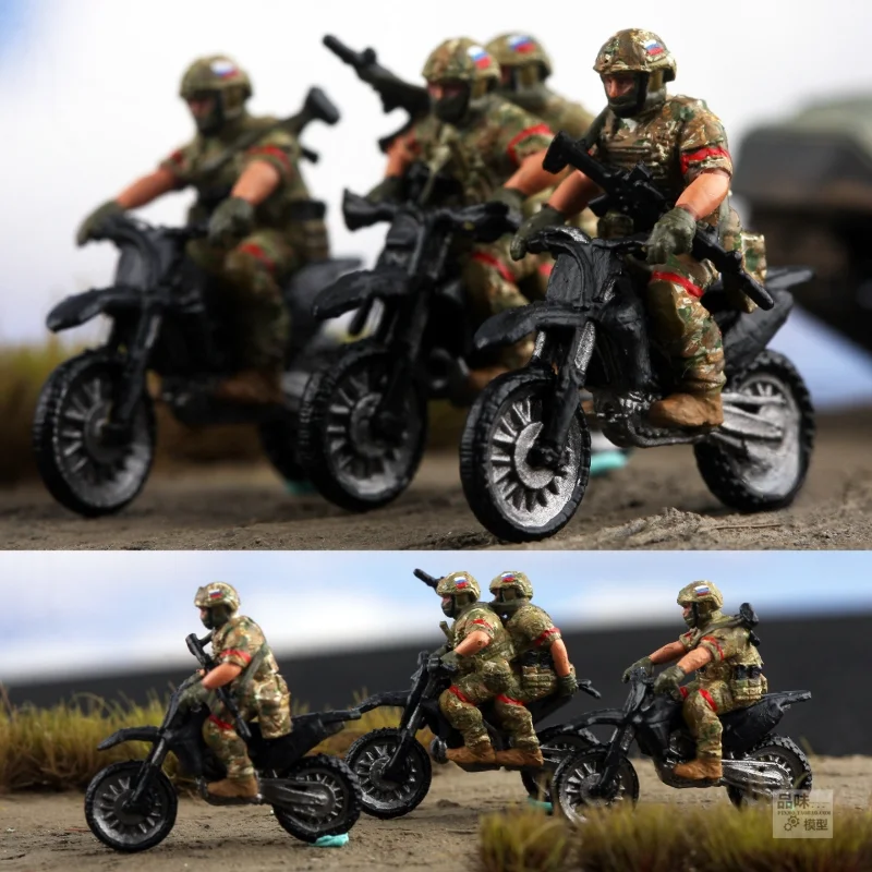 

2026 New 1/72 Scale Motorized Mobile Assault Team 3 Motorcycles+4 Soldiers DIY Handmade Painting Scene with Car Models And Dolls