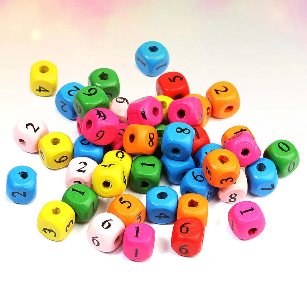 

100pcs 10Mm Kids Number Beads Colorful Stringing Beads Educational Children Learning Tool Plaything Safe Durable
