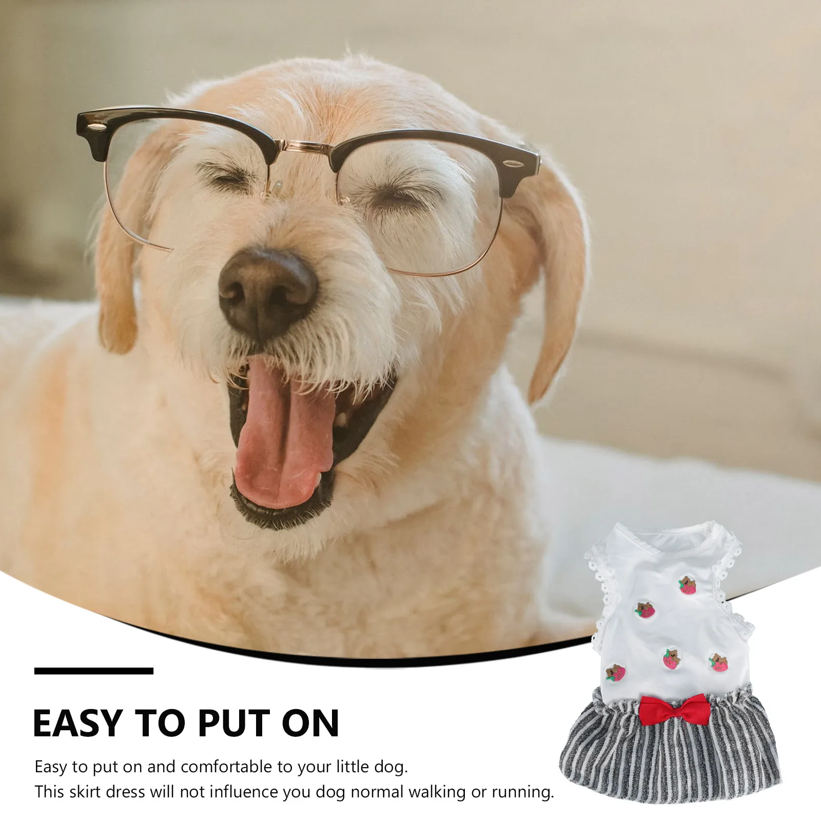 

Pet Strawberry Stripe Skirt Dress Tie Small Dog Clothes Fashion Comfortable Outdoor Walking Jogging Pet Supplies