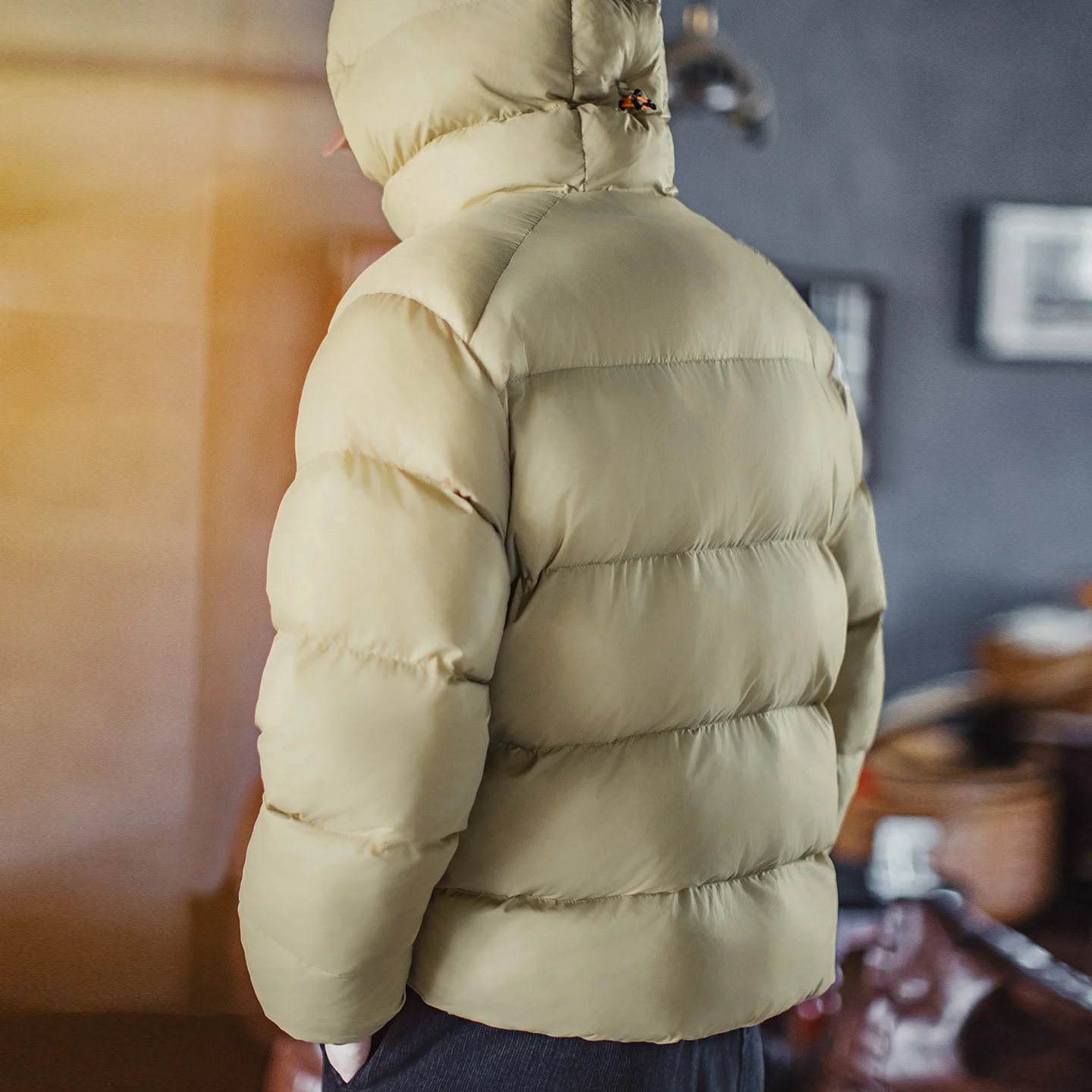 Maden Men's Hooded Cotton-padded Jacket Quilted Puffer Short Coat Outddor Waterproof Windproof Warm Soft Jackets for Fall Winter