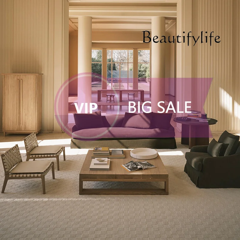 Nl Nordic Cotton And Linen Fabric Sofa Modern Simple Living Room Straight Row Small Apartment Three People 2.8 Meters Fully Equ