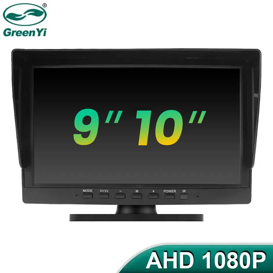 GreenYi 트럭 버스 차량 RV용 AV 케이블, AHD 모니터, IPS 스크린, 4 핀 커넥터, 9/10 인치