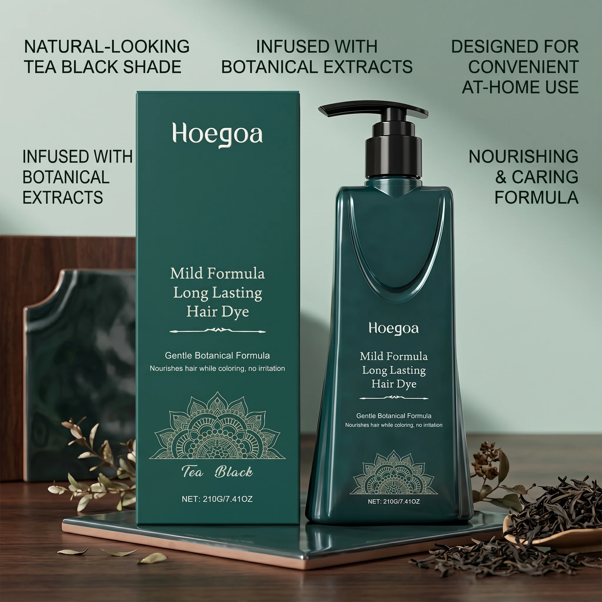 Long Lasting Hair Dye Botanical Hair Color Cream for Gray Coverage Natural Shades Nourishing Hair Easy Application 3 Colors