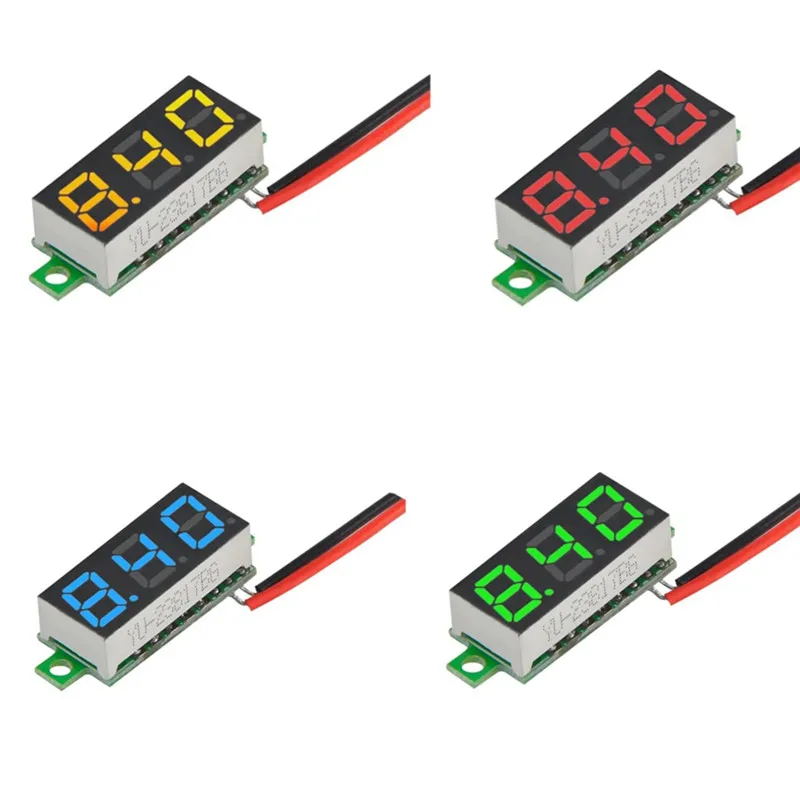 0.28 Inch DC 2.5-30V LED Digital Voltmeter Red Green Blue Yellow Voltage Meter Auto Car Mobile Power Voltage Tester Detector 12