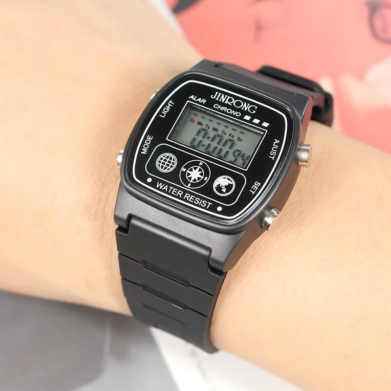 ไดรฟ์อิเล็กทรอนิกส์ Retro Classic Multifunciontal นาฬิกาสปอร์ตผู้ชายกลางแจ้ง, กันน้ํา 30M, ไฟท้าย LED, การแสดงวันที่, นาฬิกาปลุก