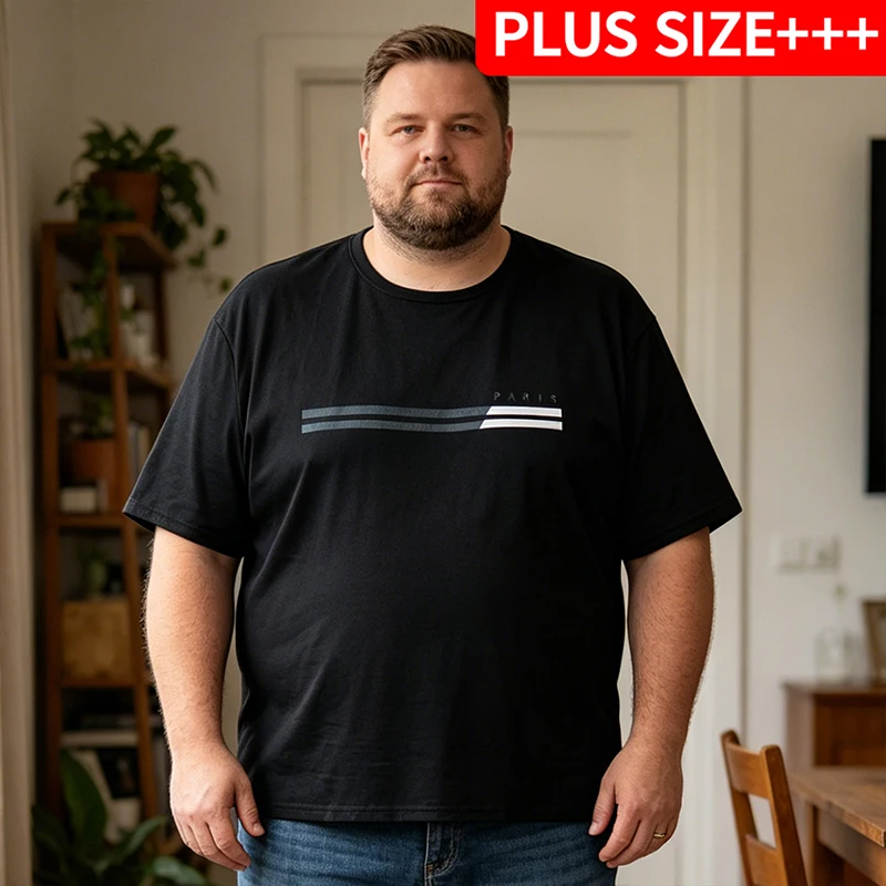 3-Piece Summer Men's Mesh Breathable Plus Fat Short-Sleeved Obese Men's Plus Size 1XL-6XL Breathable Sweatshirt Comfortable Top