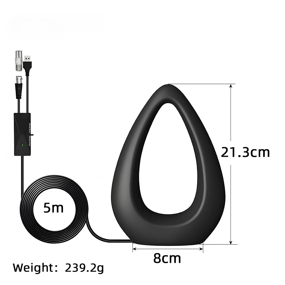 Antenne TV intérieure pour tous les téléviseurs intelligents pour longue portée HD numérique avec amplificateur de signal pour les canaux locaux prend en charge 4K 1080P