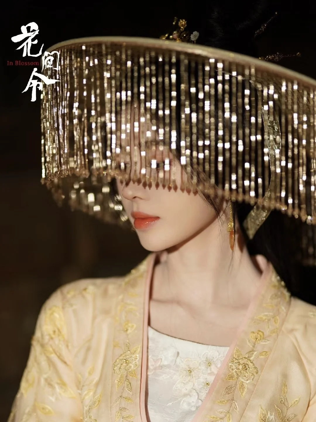 Hua Jian Ling Same Style Hanfu Ju Jingyi Curtain Hat Gold Tassel, Parent-child Tang Style Dance Fashion Show Hat Women's Bamboo