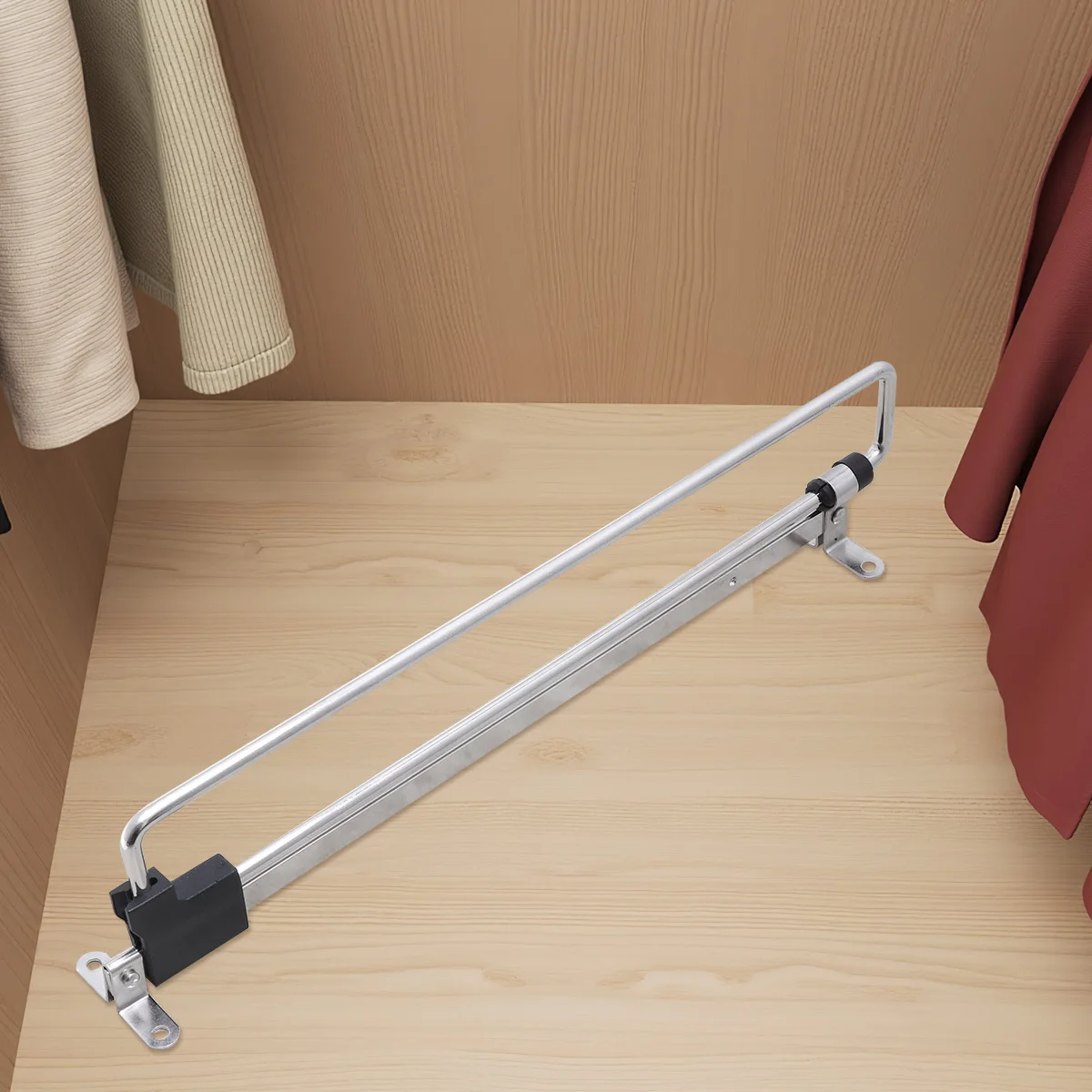 

Retractable Stainless Steel Wardrobe Rail Clothes Hanger Silver 250mm Non-Slip Pants Scarves Skirts Coat Racks Closet Rod