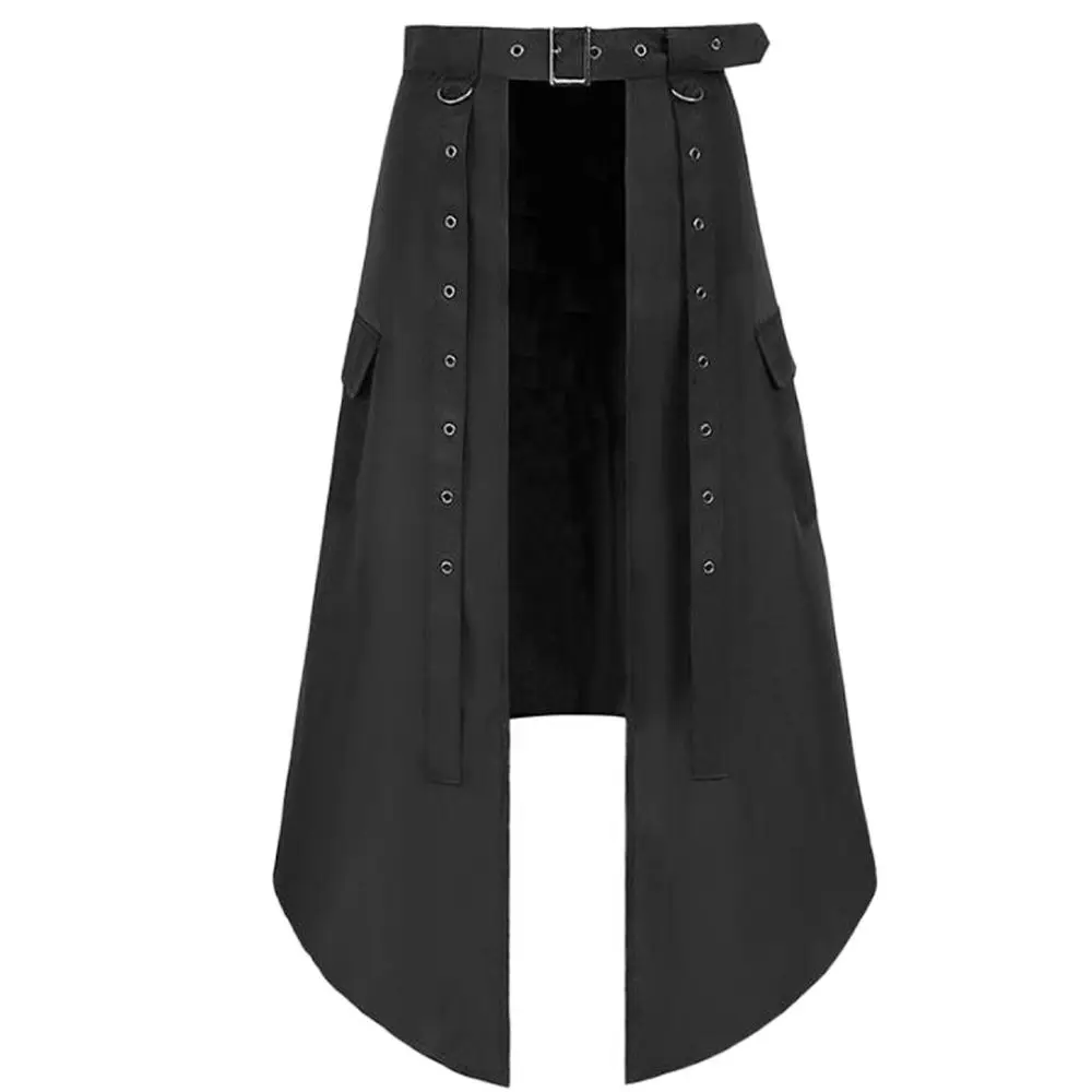 

Medieval Gothic Men's Half Skirt Jacquard Steampunk Stylish Kilt Open Front Harujuku Burlesque Fringe Traditional Skirts