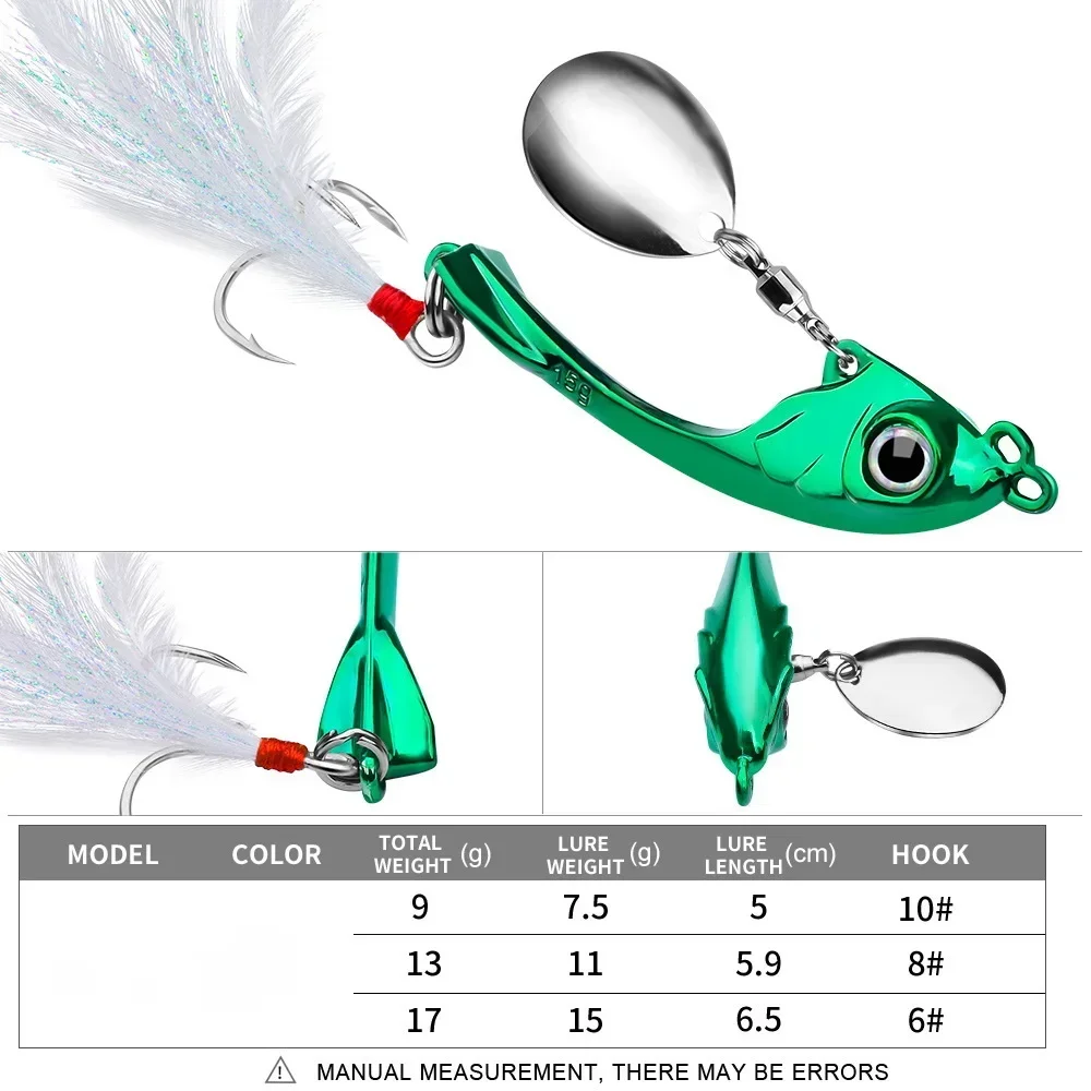 Spinner Köder 7g 10g 15g Metall Vib Angeln Locken Trolling Rotierenden Löffel Wobbler Sinking Harten Köder mit Pailletten Pesca Für Bass Hecht