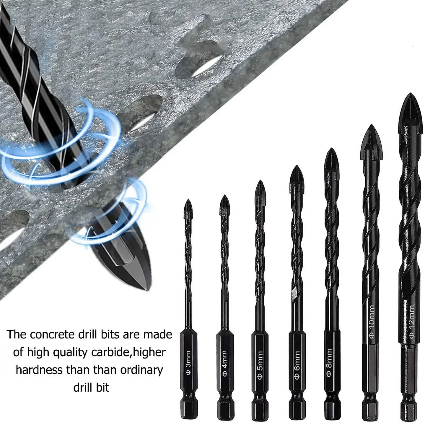 Imagem -03 - Cruz Hex Telha Broca Bits Conjunto Duro Liga Triângulo Pedra de Vidro Cerâmica Concreto Broca Buraco Abridor para Parede Ferramenta Universal