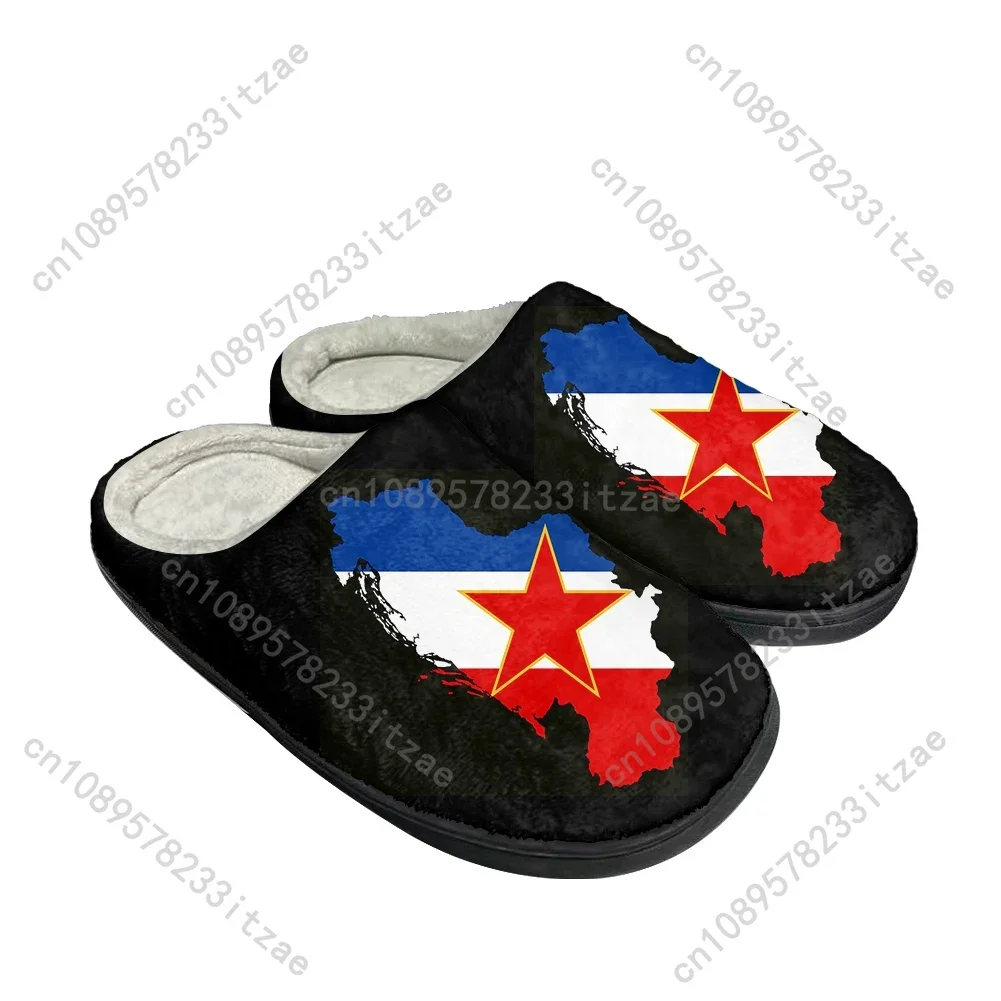 Flag of Yugoslavia Fashion Cotton Custom Slippers Mens Womens Teenager Plush Casual Keep Warm Shoes Thermal Comfortable Slipper