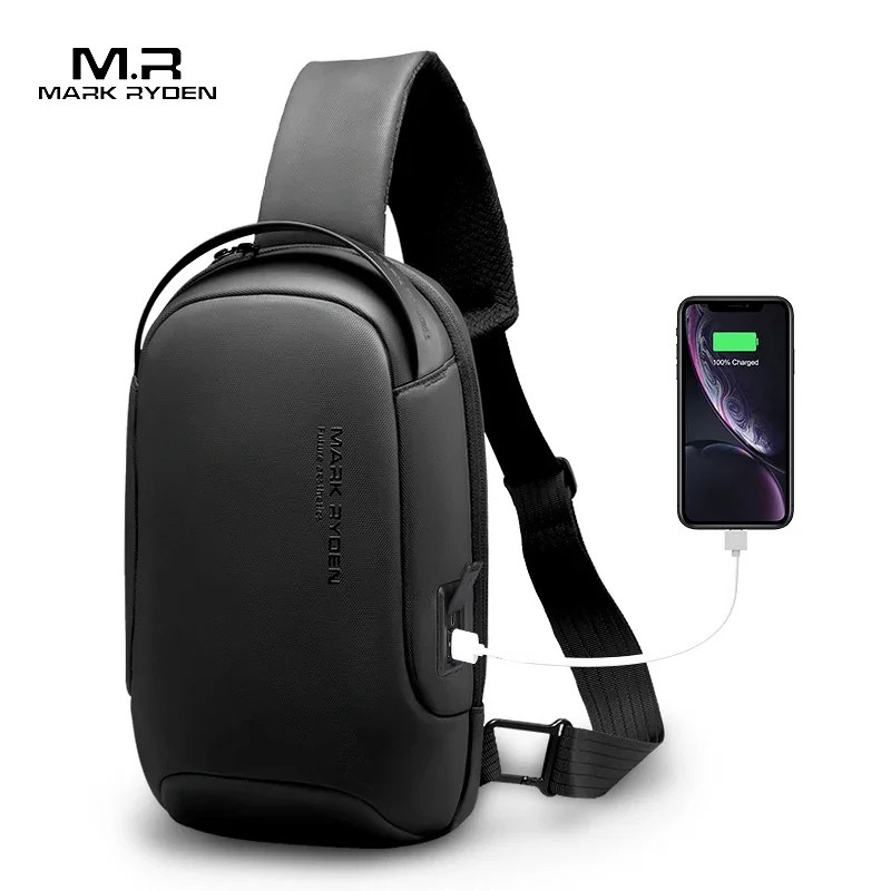 

Mark Ryden Waterproof Crossbody Bag With USB Charging Port Handheld Or Crossbody Chest Bag For Men