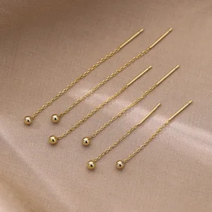 Geometrische Ballohrringe für Frauen, lange Bachströme, Silber -Drop -Ohrring, Kpop -Juwelier der Ohrlinie, Minimalismus, Mode 10 Hauptverkaufsohrring mit Pony - №3