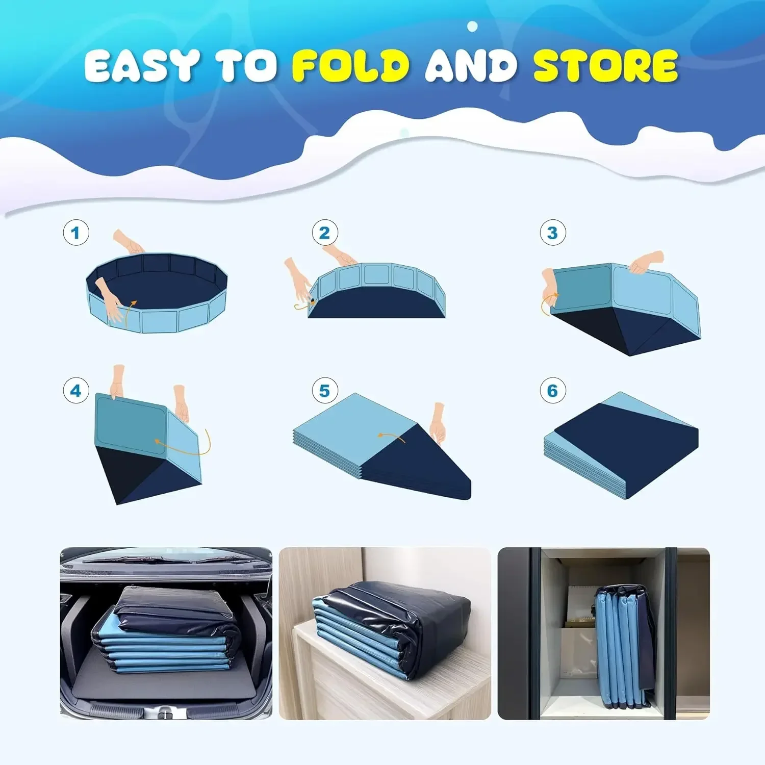

[Free Shipping, New Arrival!]107 Inch Foldable Dog Pool, Extra Large Collapsible Hard Plastic Dog Kiddie Swimming Pool, Portable