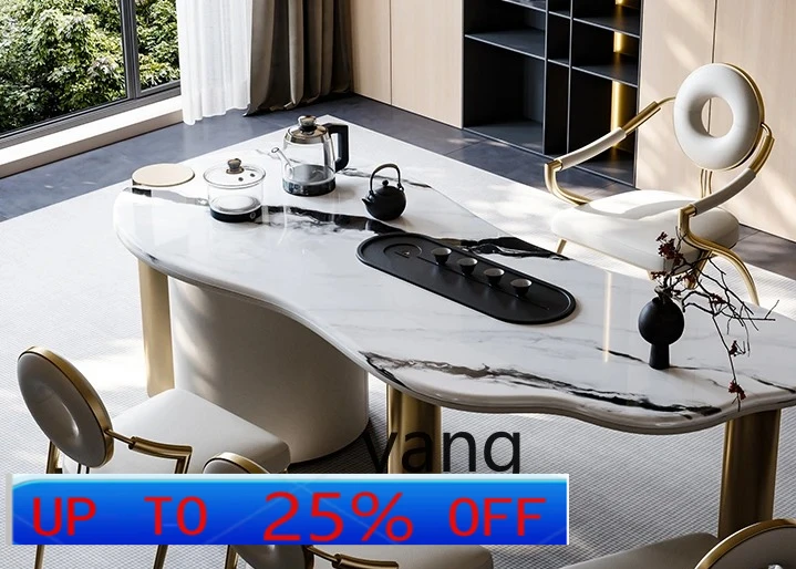 

LMM Italian luxury stone rock slab tea table Modern office tea table Simple special-shaped tea table