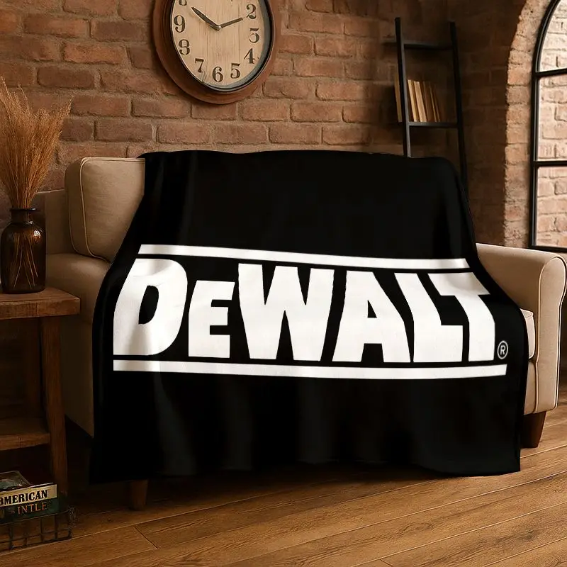 Retro D-DEWALT Electric Tools Logo Soft Flannel Throw Blanket,Warm Cozy Blanket for Bed,Couch,Sofa,Bedroom,Living Room,Camping