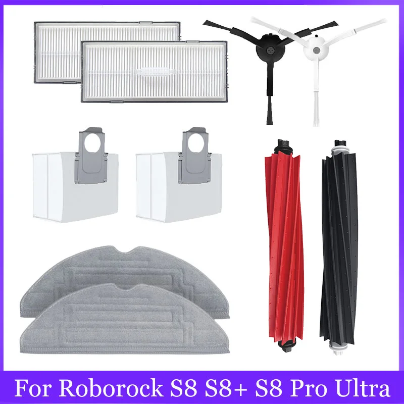 Accessories For Roborock S8 / S8+ / S8 Pro S8 Pro Ultra Spare Parts Vacuum Cleaner Roller Brush HEPA Filter Mop Cloth