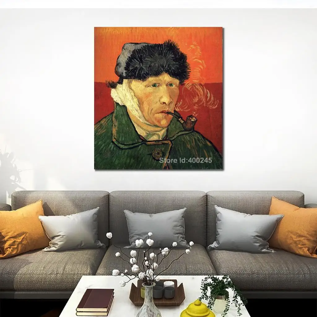 Famous Canvas Art Vincent Van Gogh Self Portrait with Bandaged Ear Modern Artwork for Dorm Room Decor Hand Painted High Quality