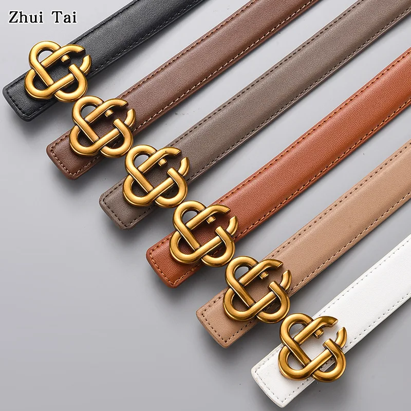 Ceinture de luxe en cuir véritable rétro pour femmes, manteau imbibé avec ceinture de décoration de robe, ceinture de pantalon simple et à la mode