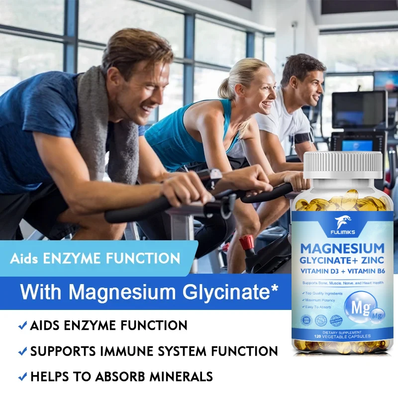 Magnesium Glycinate Capsules Supplement 500mg with Zinc,Vitamin D3 B6 High Absorption Support for Women & Men Non-GMO Veggie