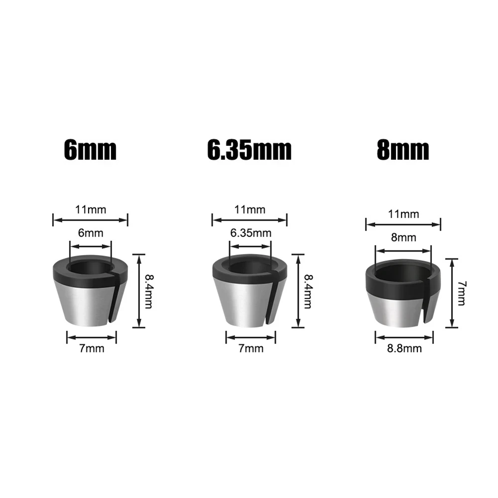 5Pcs 6mm 6.35mm 8mm Milling Cutter Collet Adapter Engraving Trimming Machine Chucks Trimmer Router Bit Accessories Tool