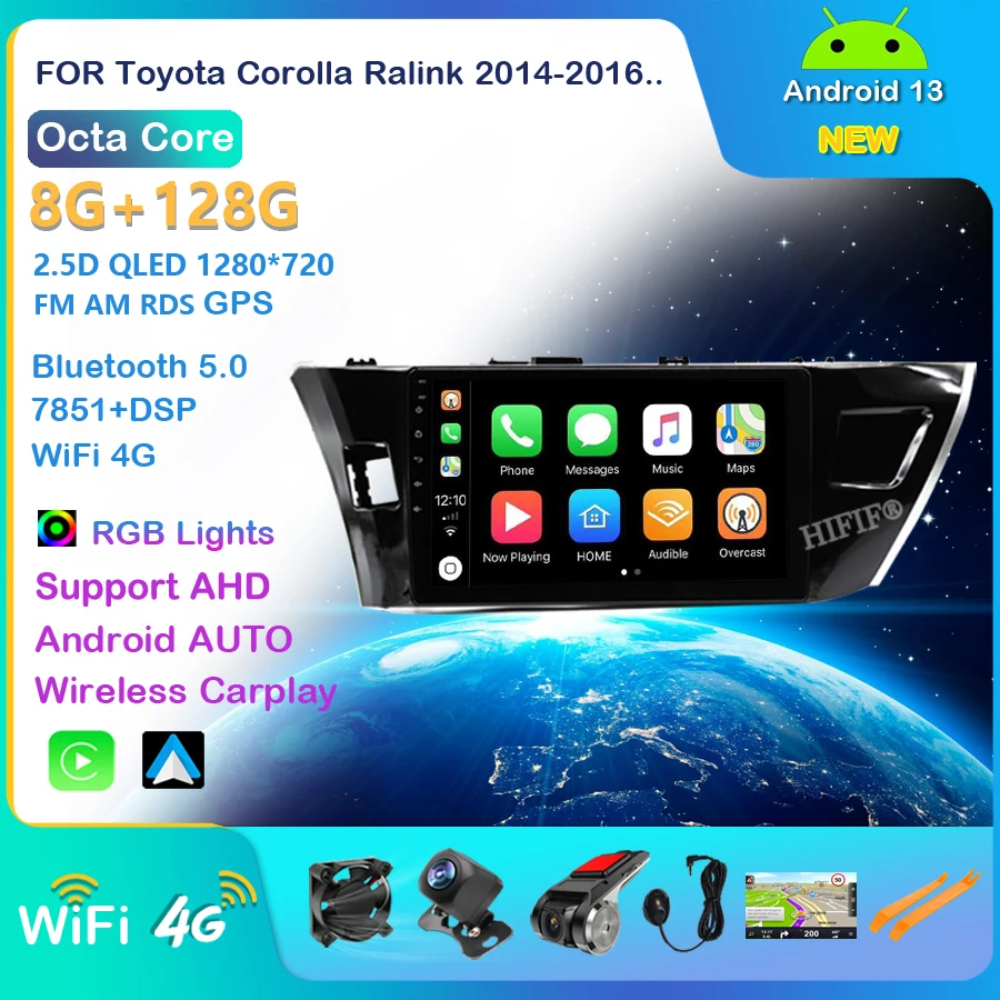 

Android13 2 Din Car Radio For Toyota Corolla Ralink 2014-2016 4G Net Wifi Multimedia Video RDS DSP Player GPS Navigation MP5 DVD