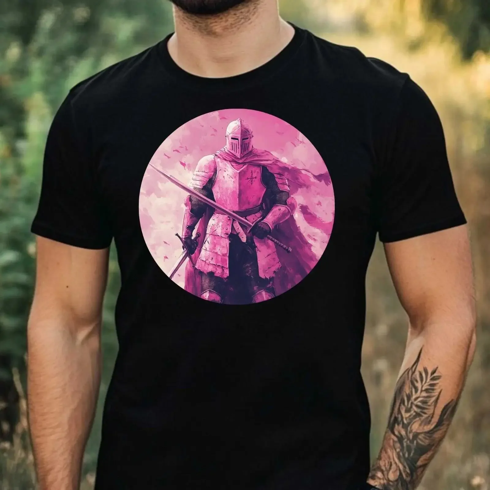 Camiseta para Hombre Rosa Ritter Motiv, Algodón, Tallas XS a 5XL, Estilo Vintage Lavado, Informal, Suave, con Gráficos, para Uso Diario