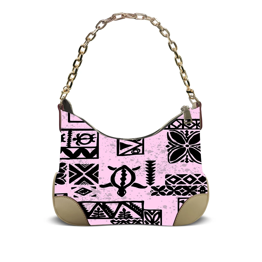 

Customizable Island Bloom Polynesian Womens Leather Armpit Bag Hibiscus Minimalist Travel Beach Gift