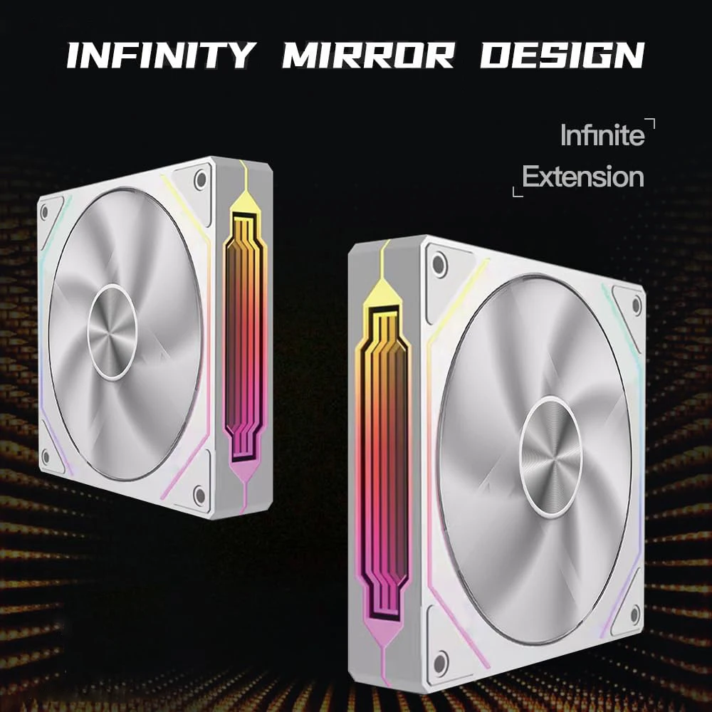 Prism 4RS ARGB CPU Case Fan 120mm Infinity Mirror Design 5V 3PIN Motherboard Lighting Sync 4PIN 800-1800RPM Case Cooler Fan image 2