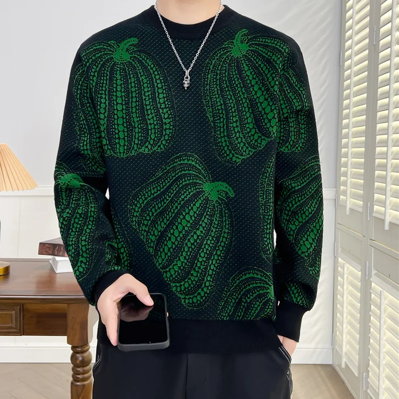 

Модный вязаный свитер для мужчин: осенне-зимний, с длинным рукавом, повседневный базовый слой, уютный трикотаж с круглым вырезом